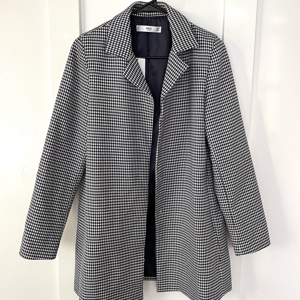 Mango Navy Houndstooth Blazer Size M